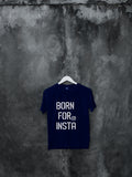 Blacksmith | Blacksmith Fashion | Printed Born To Insta Navy Blue 100% Soft Cotton Bio-Washed Top for women's and Girls