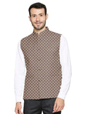 Blacksmith Brown And White Polka Dot Modi Jacket for Men - Polka Dot Nehru Jacket for Men .