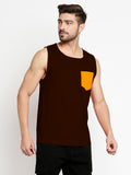 Blacksmith Gold Cotton Contrast Pocket Sando For Men - Sando For Men.