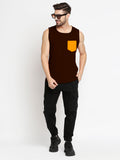 Blacksmith Gold Cotton Contrast Pocket Sando For Men - Sando For Men.