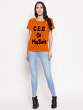 Blacksmith C.E.O Yourself Orange Top For Women and Girls - 100% Soft Cotton Bio Washed - Blacksmith Fashion