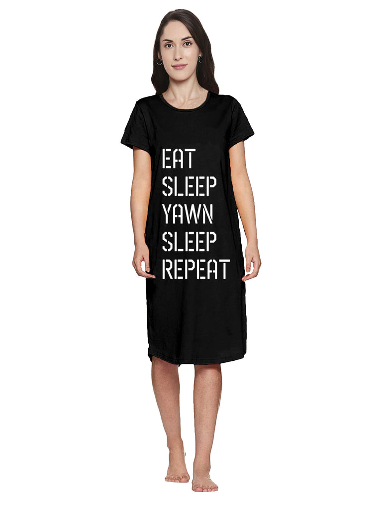 Blacksmith | Blacksmith Fashion | Blacksmith Eat Sleep Yawn Sleep Repeat knee Length Night Dress | Blacksmith Machine washcloths, Night Dress