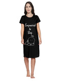 Blacksmith Women's Cotton Empowered To Sleep Printed Knee Length Night Dress - Blacksmith Fashion