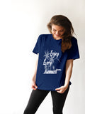 Blacksmith | Blacksmith Fashion | Printed Enjoy Every Movement Navy Blue And White 100% Soft Cotton Bio-Washed Top for women's and Girls