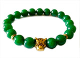 Blacksmith Green Agate Lion Bracelet for Women & Men- Green Agate Bracelet