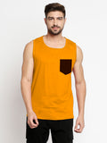 Blacksmith Gold Cotton Contrast Pocket Sando For Men - Sando For Men.