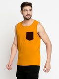 Blacksmith Gold Cotton Contrast Pocket Sando For Men - Sando For Men.