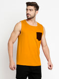 Blacksmith Gold Cotton Contrast Pocket Sando For Men - Sando For Men.