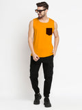 Blacksmith Gold Cotton Contrast Pocket Sando For Men - Sando For Men.