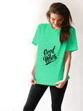 Blacksmith | Blacksmith Fashion | Printed Good Vibes Mint And Black 100% Soft Cotton Bio-Washed Top for women's and Girls