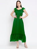 Blacksmith | Blacksmith Fashion | Blacksmith Green Women Party Wear Maxi Dress.