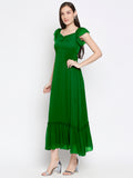 Blacksmith | Blacksmith Fashion | Blacksmith Green Women Party Wear Maxi Dress.