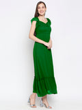 Blacksmith | Blacksmith Fashion | Blacksmith Green Women Party Wear Maxi Dress.