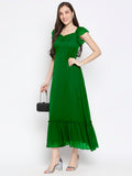 Blacksmith | Blacksmith Fashion | Blacksmith Green Women Party Wear Maxi Dress.