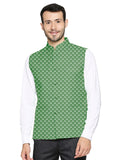 Blacksmith Green And White Polka Dot Modi Jacket for Men - Polka Dot Nehru Jacket for Men .