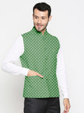 Blacksmith Green And White Polka Dot Modi Jacket for Men - Polka Dot Nehru Jacket for Men .