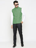 Blacksmith Green And White Polka Dot Modi Jacket for Men - Polka Dot Nehru Jacket for Men .