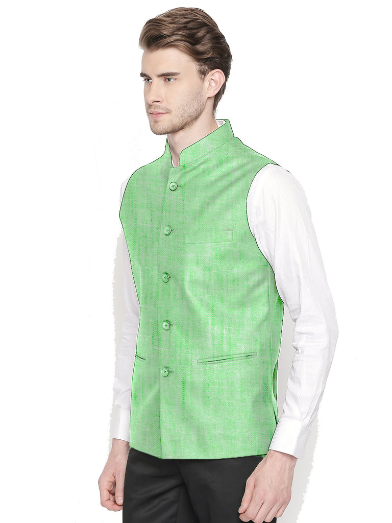 Blacksmith Green Linen Modi Jacket for Men -Green Linen Nehru Jacket for Men