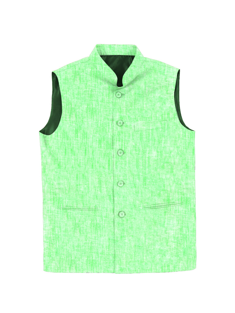 Blacksmith Green Linen Modi Jacket for Men -Green Linen Nehru Jacket for Men