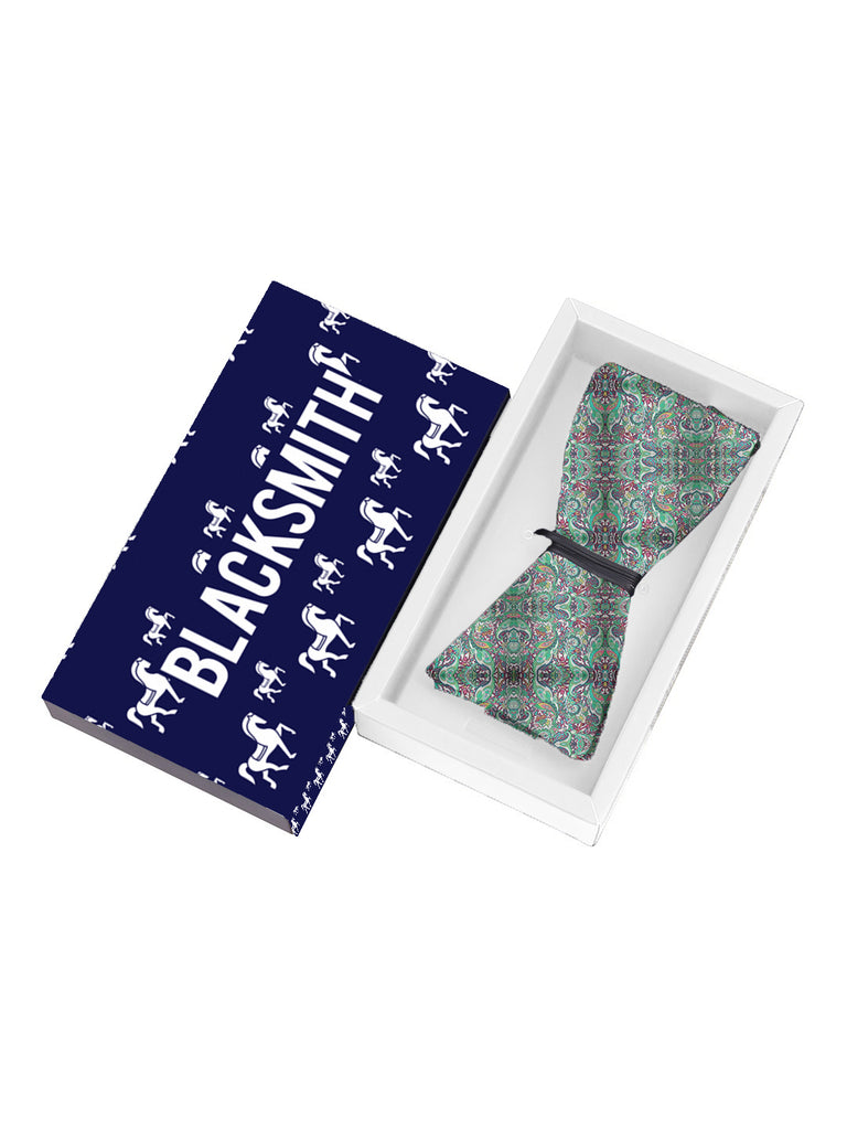 Blacksmith Green Mesmerising Floral Satin Adjustable Self Tie Open Bowtie for Men - Self Tie Bowties