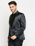 Blacksmith Black And Grey Checks Printed Tuxedo for Men - Party , Cocktail, Wedding, Functions, Sangeet, Lounge