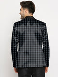 Blacksmith | Blacksmith Fashion | Blacksmith Black And Grey Checks Printed Tuxedo For Men | Blacksmith suit for men.