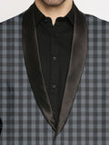 Blacksmith | Blacksmith Fashion | Blacksmith Black And Grey Checks Printed Tuxedo For Men | Blacksmith suit for men.