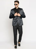 Blacksmith | Blacksmith Fashion | Blacksmith Black And Grey Checks Printed Tuxedo For Men | Blacksmith suit for men.