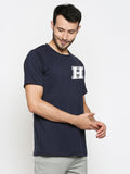 Blacksmith | Blacksmith Fashion | Blacksmith Navy Blue Alphabet H Round Neck Printed T-shirt