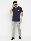 Blacksmith | Blacksmith Fashion | Blacksmith Navy Blue Alphabet H Round Neck Printed T-shirt