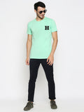 Blacksmith | Blacksmith Fashion | Blacksmith Mint Alphabet H Round Neck Printed T-shirt