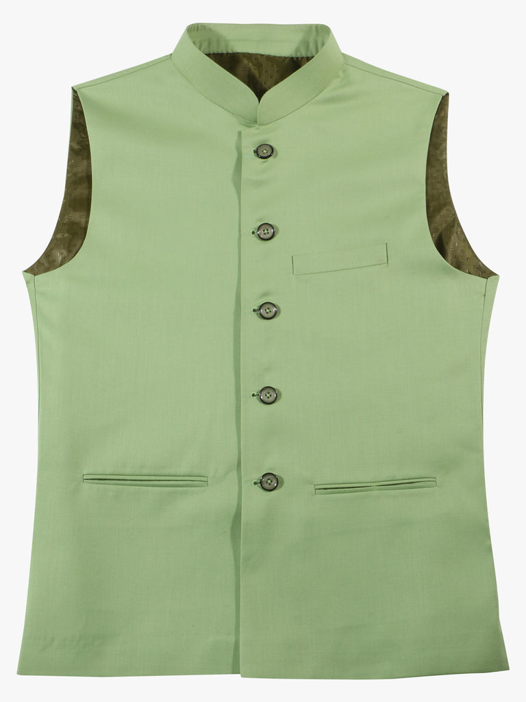 Blacksmith Pista Green Soft Cotton Modi Jacket for Men -Pista Green Nehru Jacket for Men