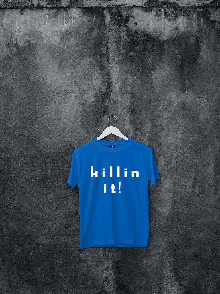 Blacksmith | Blacksmith Fashion | Printed Killing It Royal Blue And White 100% Soft Cotton Bio-Washed Top for women's and Girls
