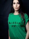 Blacksmith | Blacksmith Fashion | Printed Killing It Mint And Black 100% Soft Cotton Bio-Washed Top for women's and Girls