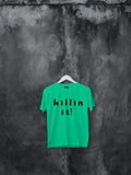 Blacksmith | Blacksmith Fashion | Printed Killing It Mint And Black 100% Soft Cotton Bio-Washed Top for women's and Girls