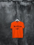Blacksmith | Blacksmith Fashion | Printed Killing It Orange And Black 100% Soft Cotton Bio-Washed Top for women's and Girls