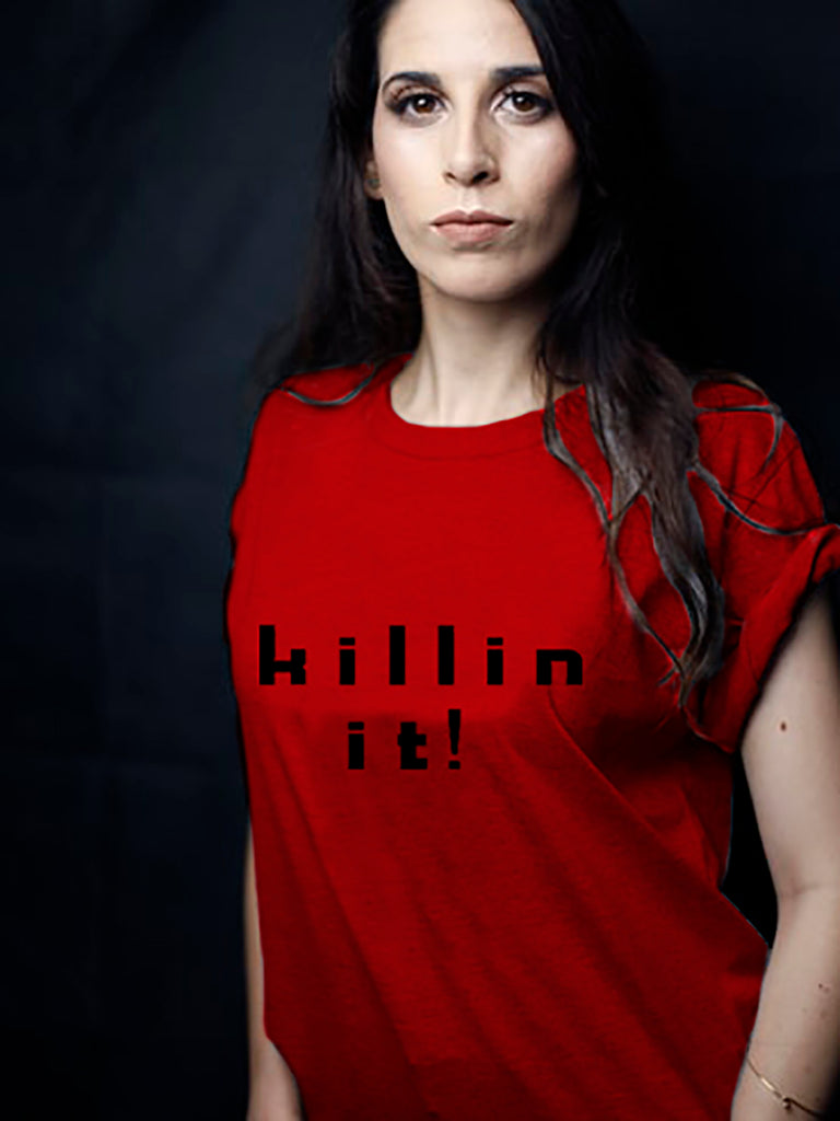 Blacksmith | Blacksmith Fashion | Printed Killing It Red And Black 100% Soft Cotton Bio-Washed Top for women's and Girls