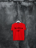 Blacksmith | Blacksmith Fashion | Printed Killing It Red And Black 100% Soft Cotton Bio-Washed Top for women's and Girls