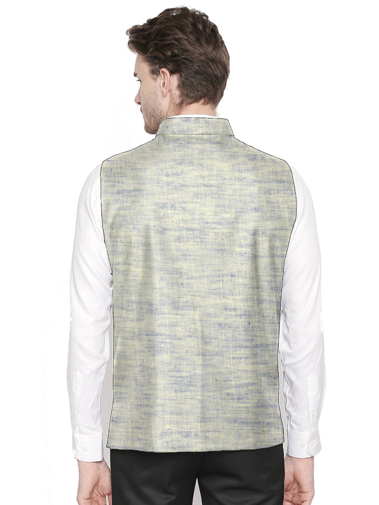 Blacksmith Green Linen Modi Jacket for Men - Green Linen Nehru Jacket for Men