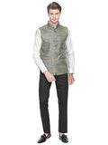 Blacksmith Green Linen Modi Jacket for Men - Green Linen Nehru Jacket for Men