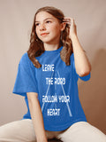 Blacksmith | Blacksmith Fashion | Printed Leave The Road Follow Your Heart Royal Blue And White 100% Soft Cotton Bio-Washed Top for women's and Girls