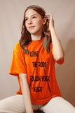 Blacksmith | Blacksmith Fashion | Printed Leave The Road Follow Your Heart Orange And Black 100% Soft Cotton Bio-Washed Top for women's and Girls