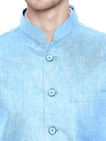 Blacksmith Light Blue Linen Modi Jacket for Men - Light Blue Linen Nehru Jacket for Men