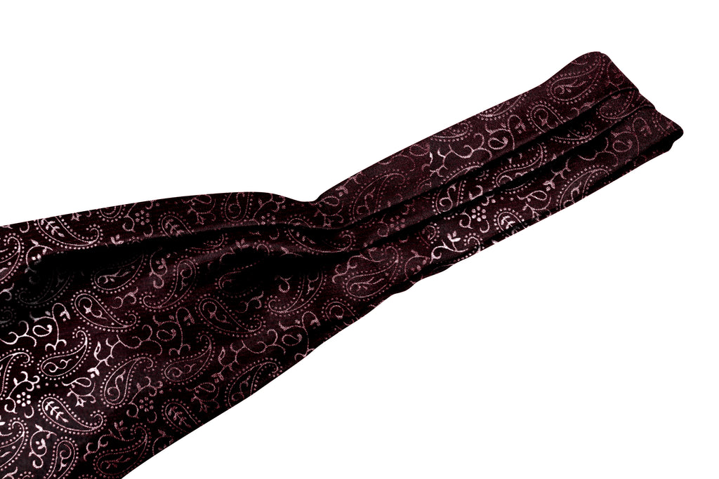 Blacksmith Maroon Paisley Ascot Neck Scarf And Matching Pocket Square Set For Men