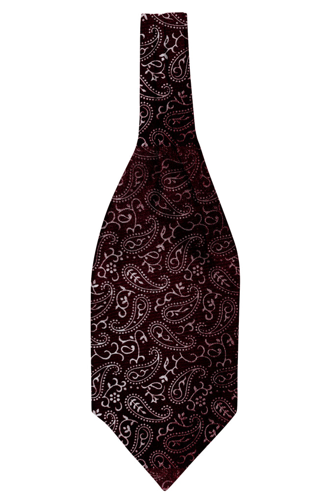 Blacksmith Maroon Paisley Ascot Neck Scarf And Matching Pocket Square Set For Men