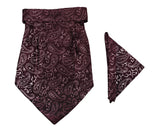 Blacksmith Maroon Paisley Cravat Neck Scarf And Matching Pocket Square Set For Men.