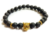 Blacksmith Black Lava Lion Bracelet for Women & Men- Black Lava Bracelet