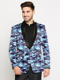 Blacksmith | Blacksmith Fashion | Blacksmith Military Design Blue Printed Tuxedo For Men | Blacksmith suit for men.