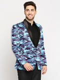 Blacksmith Military Design Blue Printed Tuxedo for Men - Party , Cocktail, Wedding, Functions, Sangeet, Lounge