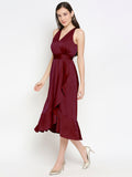 Blacksmith | Blacksmith Fashion | Blacksmith Maroon V-neckline Satin Party Wear